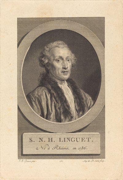 Simon-Nicolas-Henri Linguet av Augustin de Saint Aubin after Jean Baptiste Greuze
