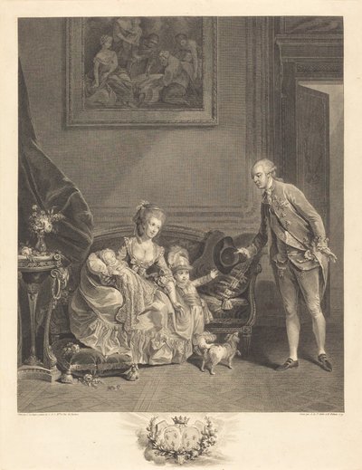 Hertigen av Chartres, hans fru och barn av Augustin de Saint Aubin and Isidore Stanislas Helman