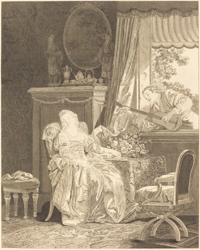 Spansk kärlek av Augustin de Saint Aubin and Noël Pruneau after Jean Baptiste Le Prince