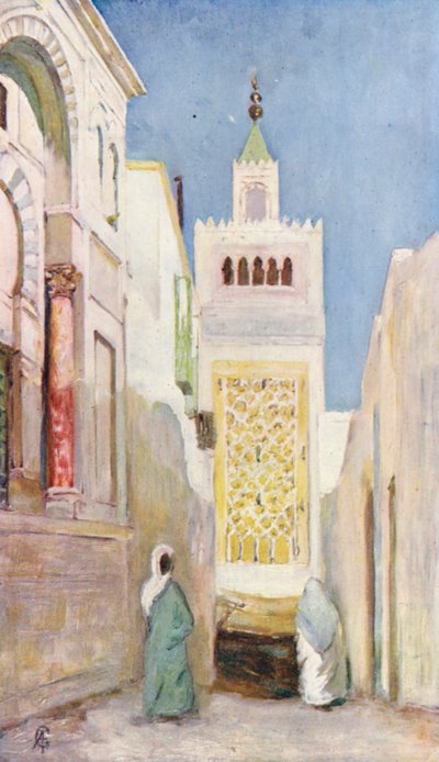 En gata i Tunis (färglitografi) av Augustine Fitzgerald