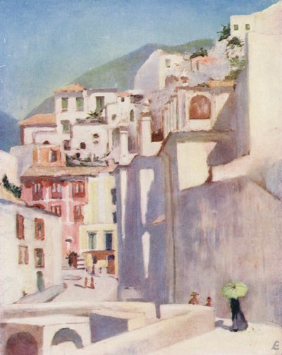 Amalfi på sommaren (färglitografi) av Augustine Fitzgerald