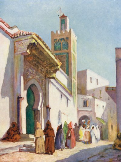Den stora moskén, Tangier (färglitografi) av Augustine Fitzgerald