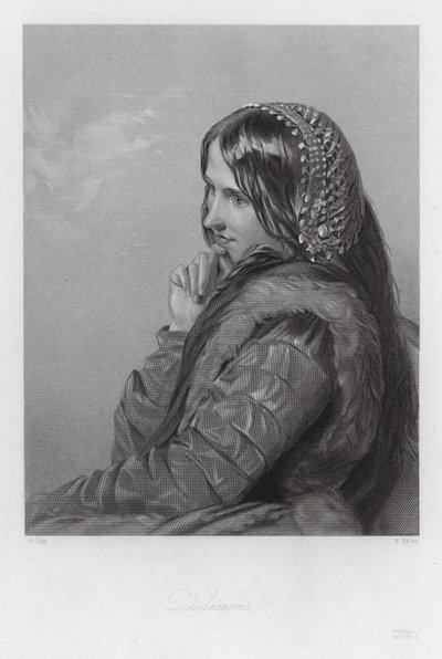 Desdemona, en karaktär i Othello (gravyr) av Augustus (after) Egg