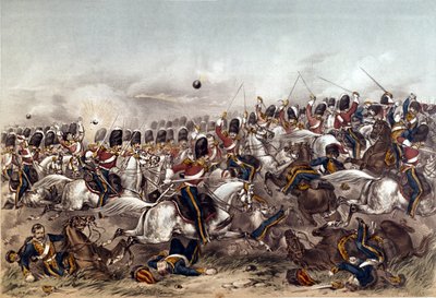 Slaget vid Balaclava. Brilliant charge of the Scots Greys, 25 oktober 1854, graverad av Augustus Butler, publicerad av Stannard och Dixon, London, 6 januari 1855 av Augustus Butler