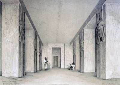 Interiör av norra templet, Ebsamboul, Nubia, Egypten, 1800-talet av Augustus Butler