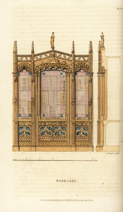 En gotisk boklåda av Augustus Charles (after) Pugin