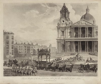 Amiral Lord Nelsons begravningståg från amiralitetet till St Paul