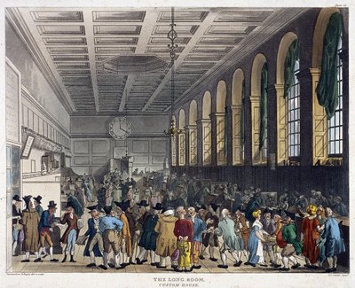 Interiör av Custom House, London, 1808 av Augustus Charles Pugin, Thomas Rowlandson