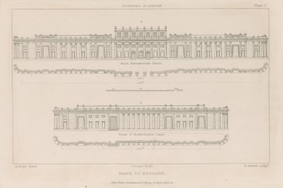 Bank of England, Sir John Soanes södra framsida, 1823 av Augustus Charles Pugin