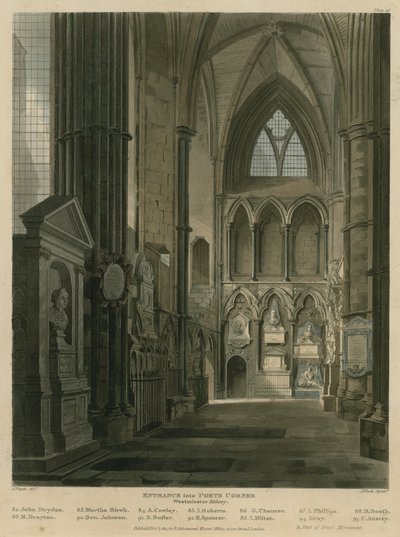 Ingång till Poets Corner, Westminster Abbey, London av Augustus Charles Pugin