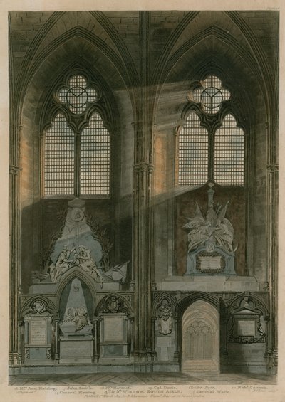 Fjärde och femte fönstret, South Aisle, Westminster Abbey, London av Augustus Charles Pugin