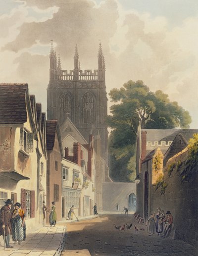 Magpie Lane, Oxford, illustration från "Historien om Oxford" graverad av puben J. Bluck (fl.1791-1831). av R. Ackermann, 1813 (färgad akvatint) av Augustus Charles Pugin