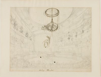 Studie för Astleys teater (recto); Studie för kristallchadeliers i Astleys amfiteater (verso) av Augustus Charles Pugin