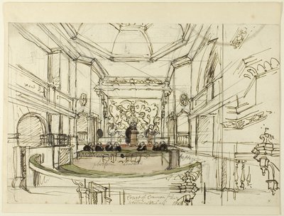 Studie för Court of Common Pleas, Westminster Hall, från Microcosm of London av Augustus Charles Pugin