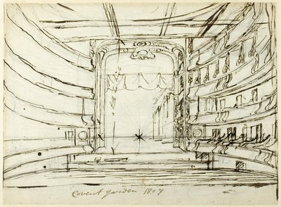 Studera för Covent Garden Theatre, från Microcosm of London av Augustus Charles Pugin