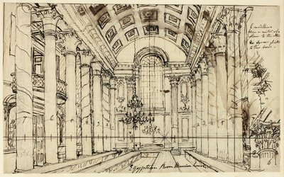 Studie för Egyptian Hall Mansion House, från Microcosm of London av Augustus Charles Pugin