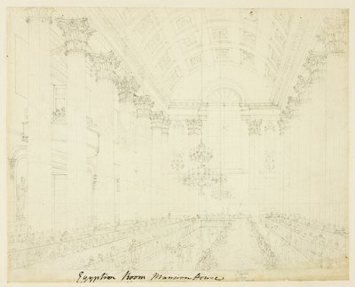 Studie för Egyptian Hall Mansion House, från Microcosm of London av Augustus Charles Pugin