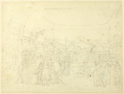Studie till utställning av akvarellteckningar, Old Bond Steet, från Microcosm of London av Augustus Charles Pugin