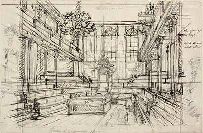 Studie för House of Commons, från Microcosm of London av Augustus Charles Pugin