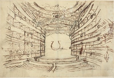 Studie för Opera House, från Microcosm of London av Augustus Charles Pugin