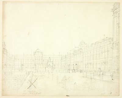 Studie för Somerset House, Strand, från Microcosm of London av Augustus Charles Pugin