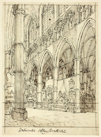 Studie för Westminster Abbey, från Microcosm of London av Augustus Charles Pugin