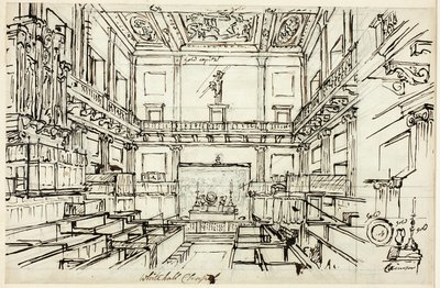 Studie för Whitehall Chapel, från Microcosm of London av Augustus Charles Pugin
