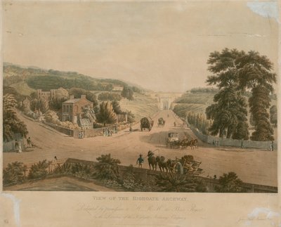 Utsikt över Highgate Archway av Augustus Charles Pugin