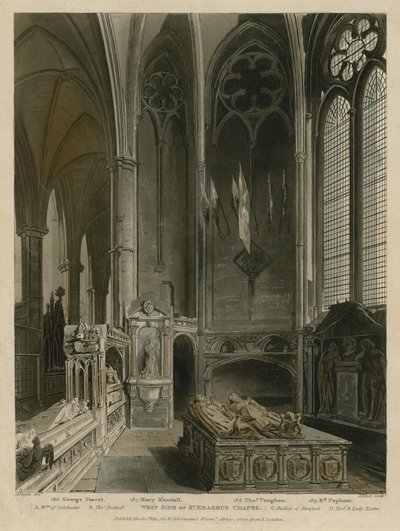 Västra sidan av St Erasmus Chapel, Westminster Abbey, London av Augustus Charles Pugin