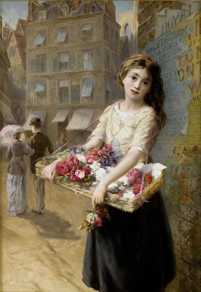 En blomsterförsäljare på gatan av Augustus Edwin Mulready
