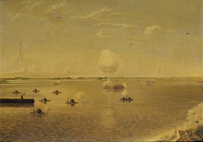 Assault on Fort Sumter, 7 april 1863, ca 1863 (olja på duk) av Augustus Grinevald