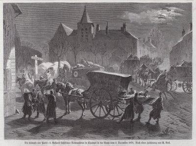 Ankomst av saxiska soldater sårade i striderna utanför Paris, fransk-preussiska kriget, 2 december 1870 (gravyr) av Augustus J. Beck