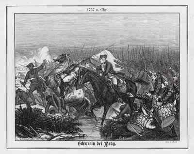 Fältmarskalk von Schwerins död i slaget vid Prag, sjuåriga kriget av Augustus J. Beck