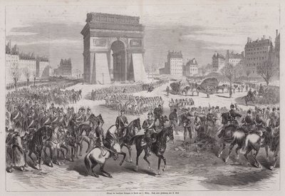 Tyska trupper går in i Paris efter det fransk-preussiska krigets slut av Augustus J. Beck