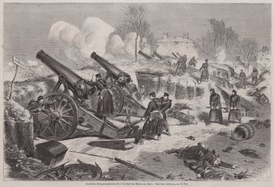 Preussiskt belägringsbatteri i parken Le Raincy under belägringen av Paris, fransk-preussiska kriget av Augustus J. Beck