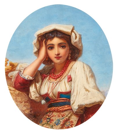 Chef för en italiensk flicka (akvarell) av Augustus Jules Bouvier