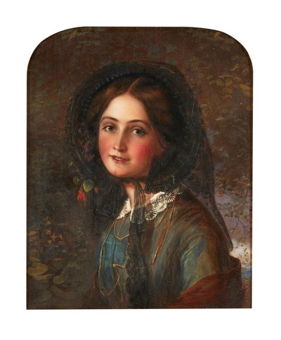 The Lace Bonnet (olja ombord) av Augustus Leopold (manner of) Egg