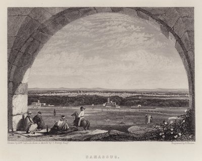 Damaskus (färg litho) av Augustus Wall (after) Callcott