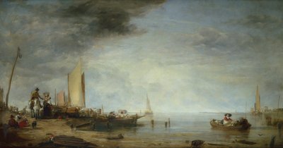 Dutch Market Boats, Rotterdam (olja på duk) av Augustus Wall Callcott
