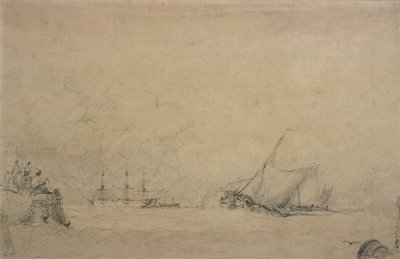 Lugger skapar för munnen på en hamn (ritning) av Augustus Wall Callcott