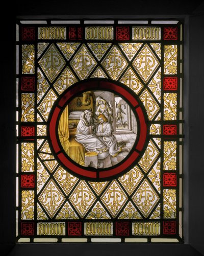 Biblioteksfönster med nederländska Roundel, ca 1844 (målat glas) av Augustus Welby Northmore Pugin