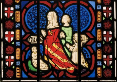 Pugins andra fru Louisa med sin styvdotter Anne och hennes två döttrar Agnes & Katherine, Chapel East Window, ca 1844 (målat glas) av Augustus Welby Northmore Pugin