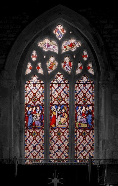 Raising Of Lazarus, The Marys at the Tomb, and the Raising of Jairuss Daughter, 1850 (målat glas) av Augustus Welby Northmore Pugin