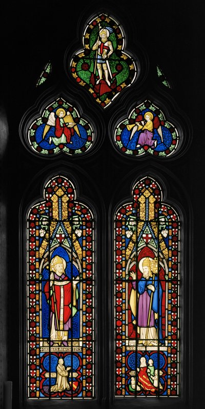 St. Augustine och St. Gregory, Chapel East Window, ca 1844 (målat glas) av Augustus Welby Northmore Pugin