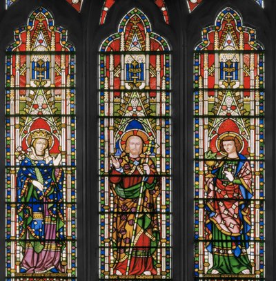 Virgin & Christ with Saints, East Window, detalj, 1847-48 (målat glas) av Augustus Welby Northmore Pugin