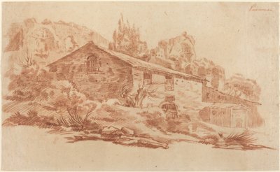 Rustik byggnad bland romerska ruiner av Aureliano Milani