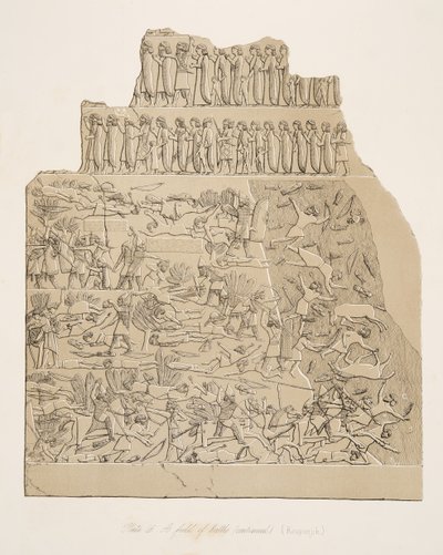 Ett slagfält (Kouyunjik), från Monuments of Nineveh, pub. 1849 av Austen Henry Layard