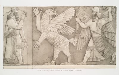 Basreliefer vid entrén till ett litet tempel i Nimroud [Calah], 1853 av Austen Henry Layard