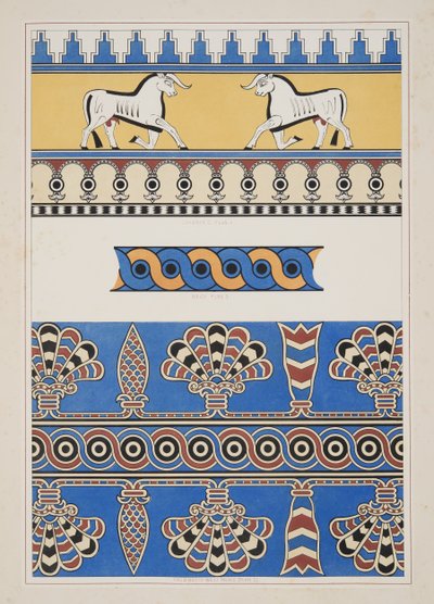 Målade prydnadsföremål från Nimroud, från Monuments of Nineveh, pub. 1849 av Austen Henry Layard