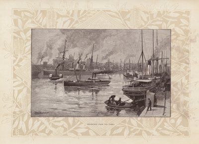 Melbourne från Yarra (gravyr) av Australian School